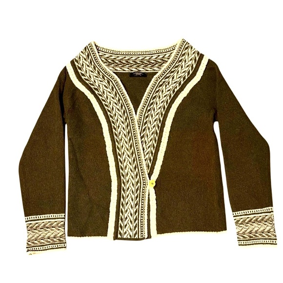 Weekend Max Mara wool angora cardigan sweater Brown and Cream S - Picture 2 of 16